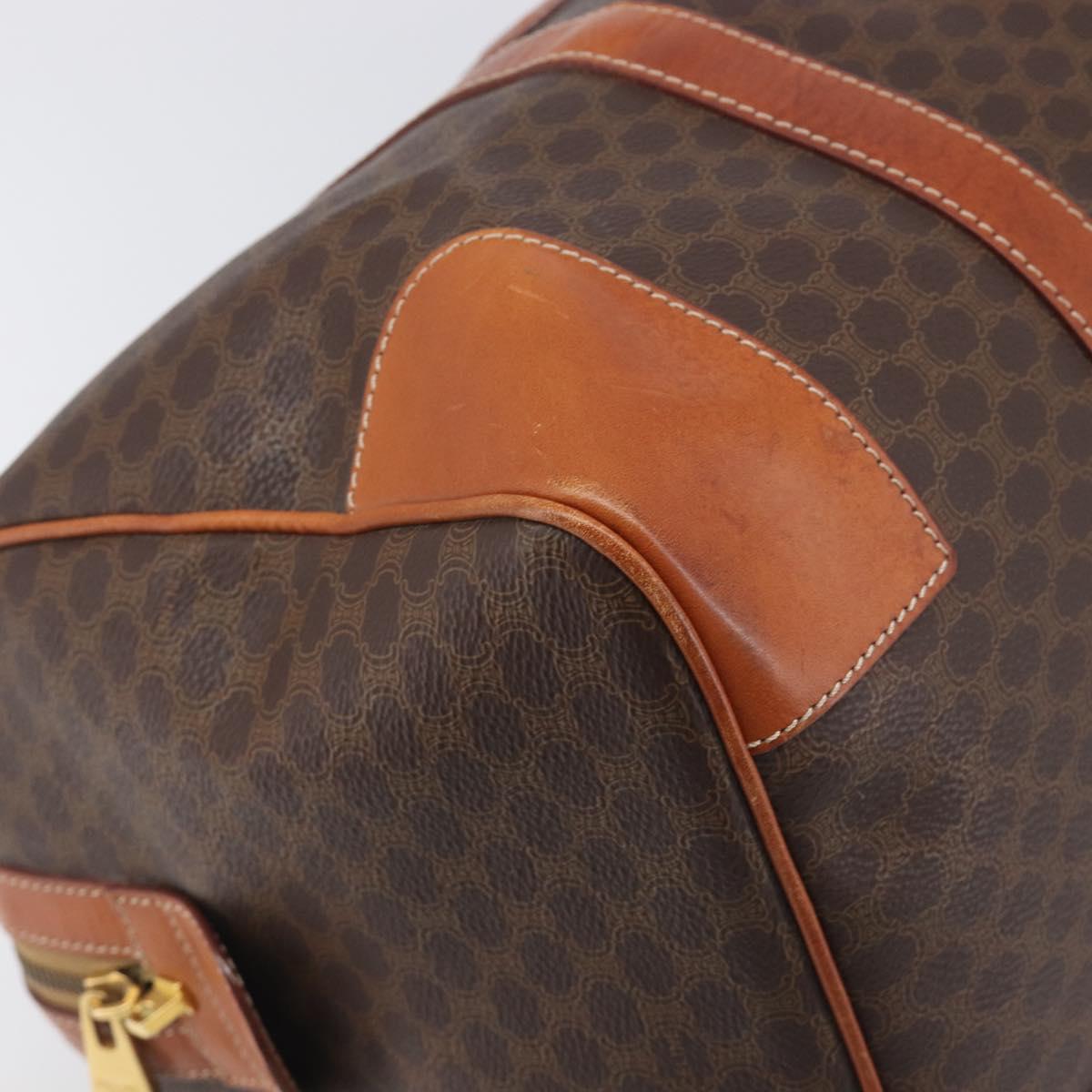 CELINE Macadam Boston Bag PVC Leather Brown Gold Tone Auth 196408A
