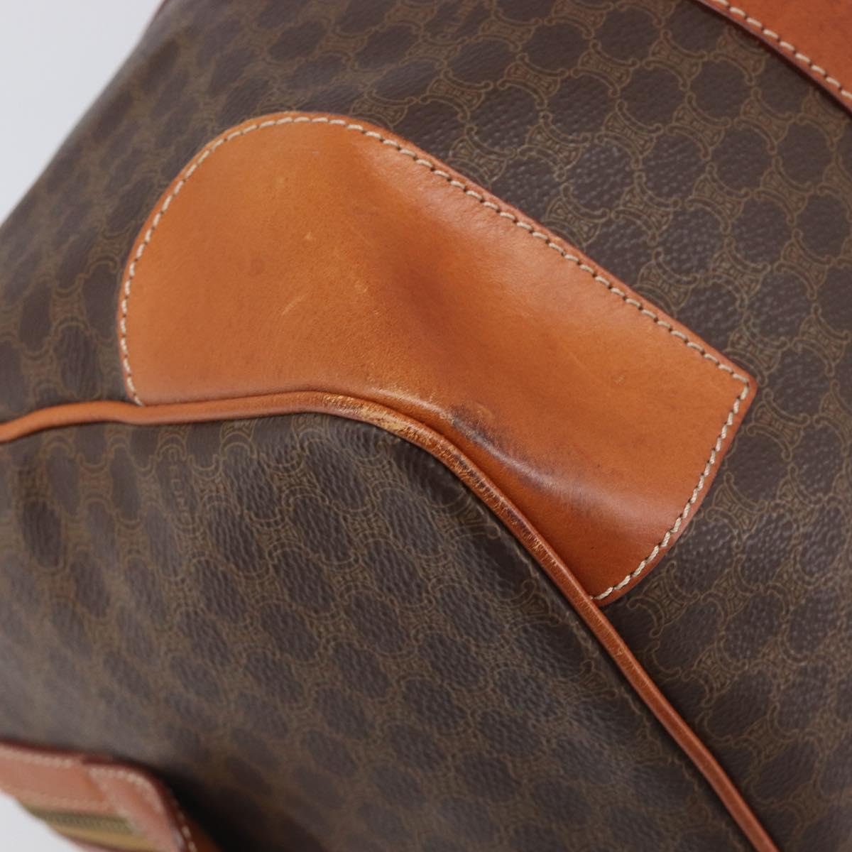 CELINE Macadam Boston Bag PVC Leather Brown Gold Tone Auth 196408A