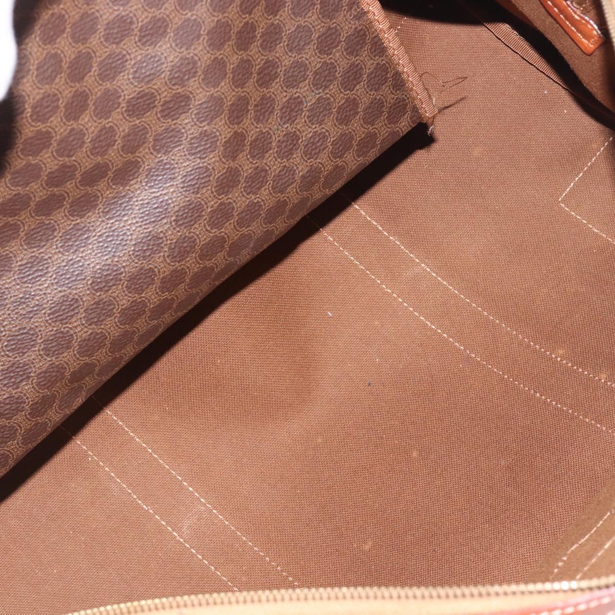 CELINE Macadam Boston Bag PVC Leather Brown Gold Tone Auth 196408A