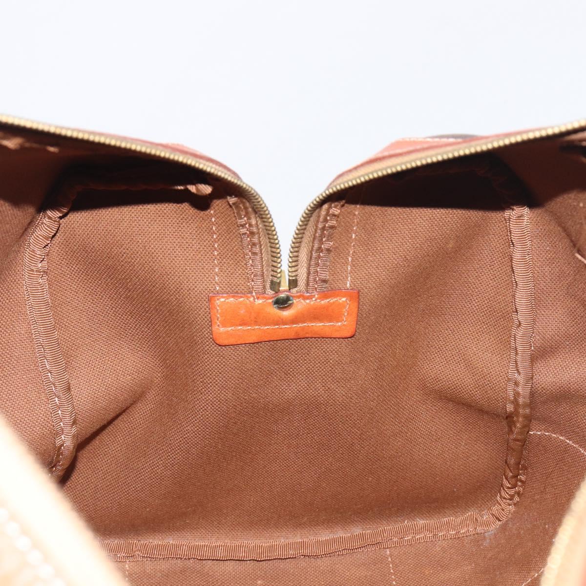 CELINE Macadam Boston Bag PVC Leather Brown Gold Tone Auth 196408A