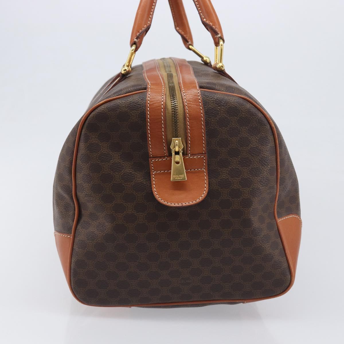 CELINE Macadam Boston Bag PVC Leather Brown Gold Tone Auth 196408A
