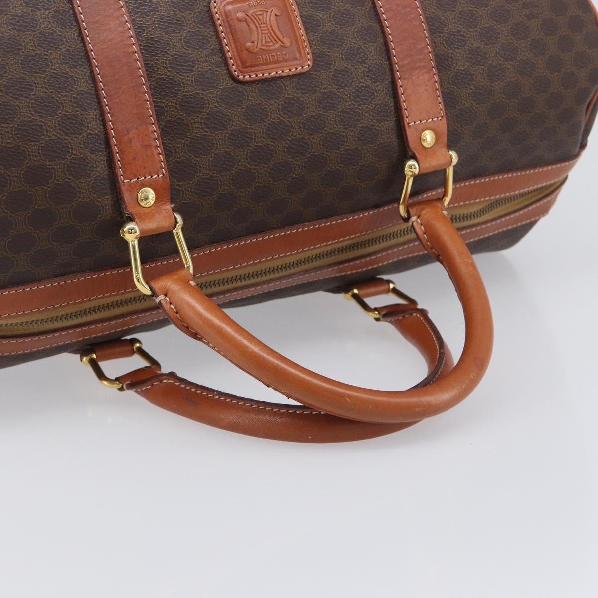 CELINE Macadam Boston Bag PVC Leather Brown Gold Tone Auth 196408A