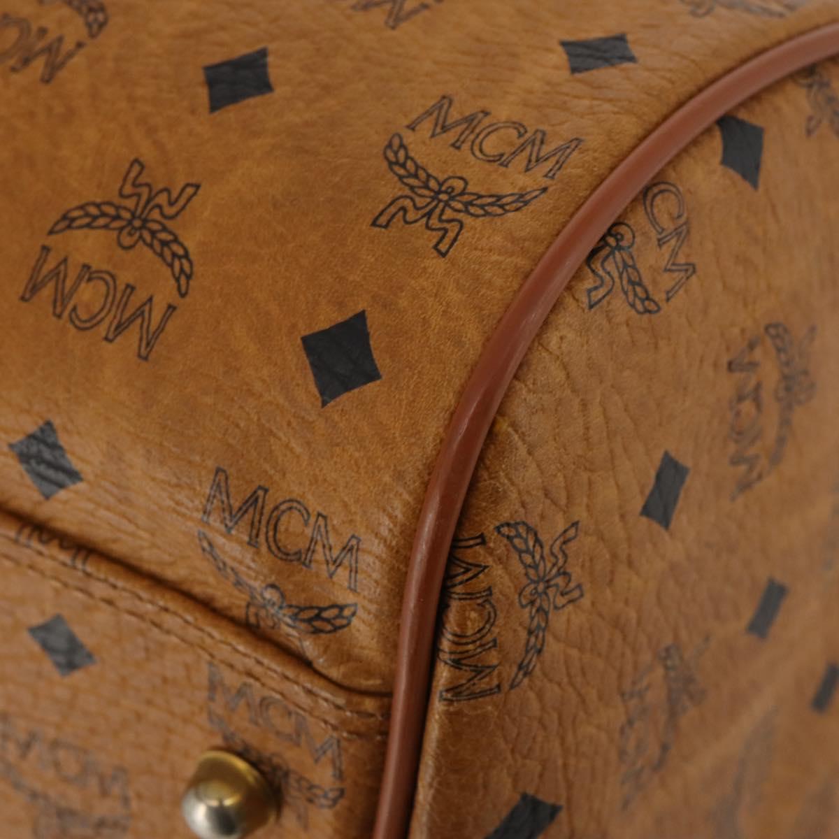 MCM Logogram Vicetos Boston Bag PVC Leather 2way Brown Gold Auth 196410