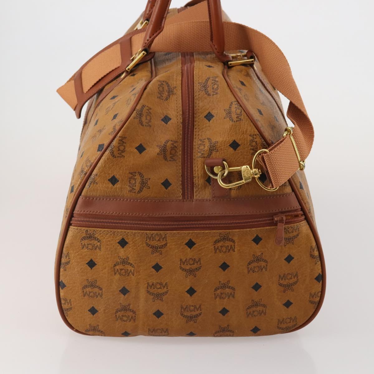 MCM Logogram Vicetos Boston Bag PVC Leather 2way Brown Gold Auth 196410