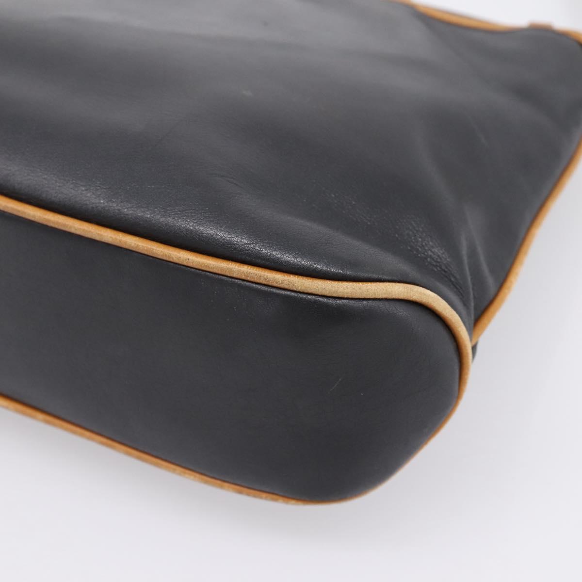 CELINE Shoulder Bag Leather Black Gold Tone Auth 196412