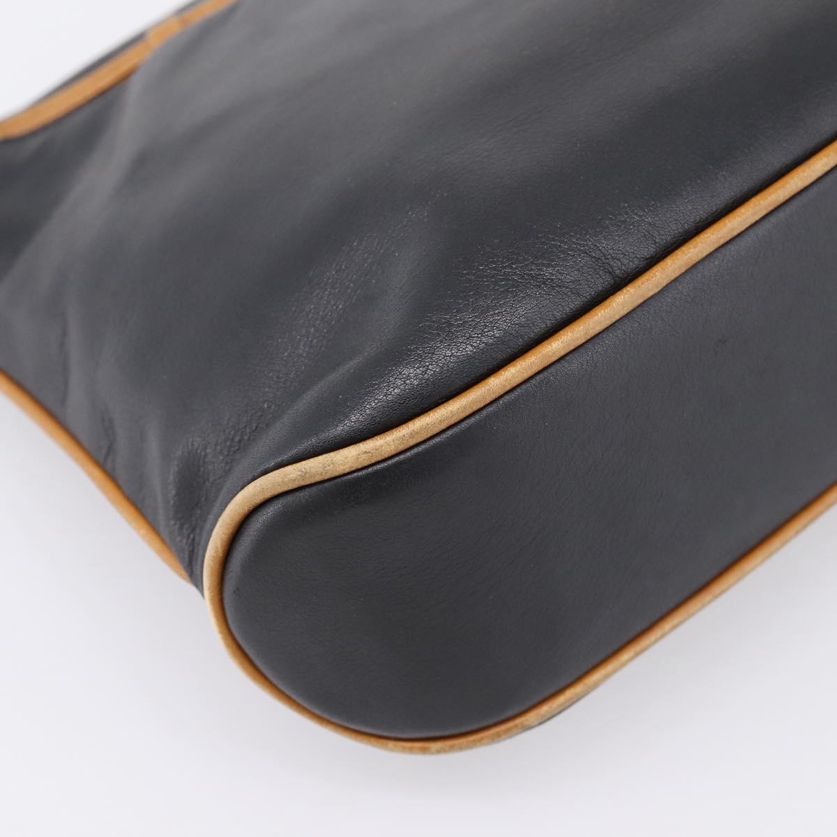 CELINE Shoulder Bag Leather Black Gold Tone Auth 196412
