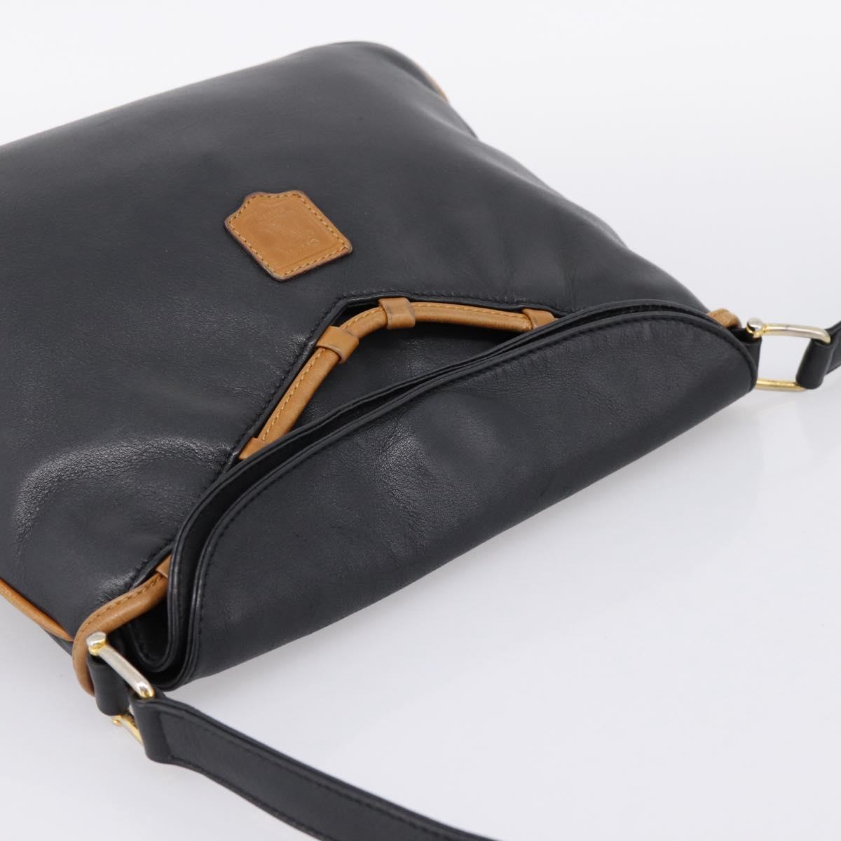 CELINE Shoulder Bag Leather Black Gold Tone Auth 196412