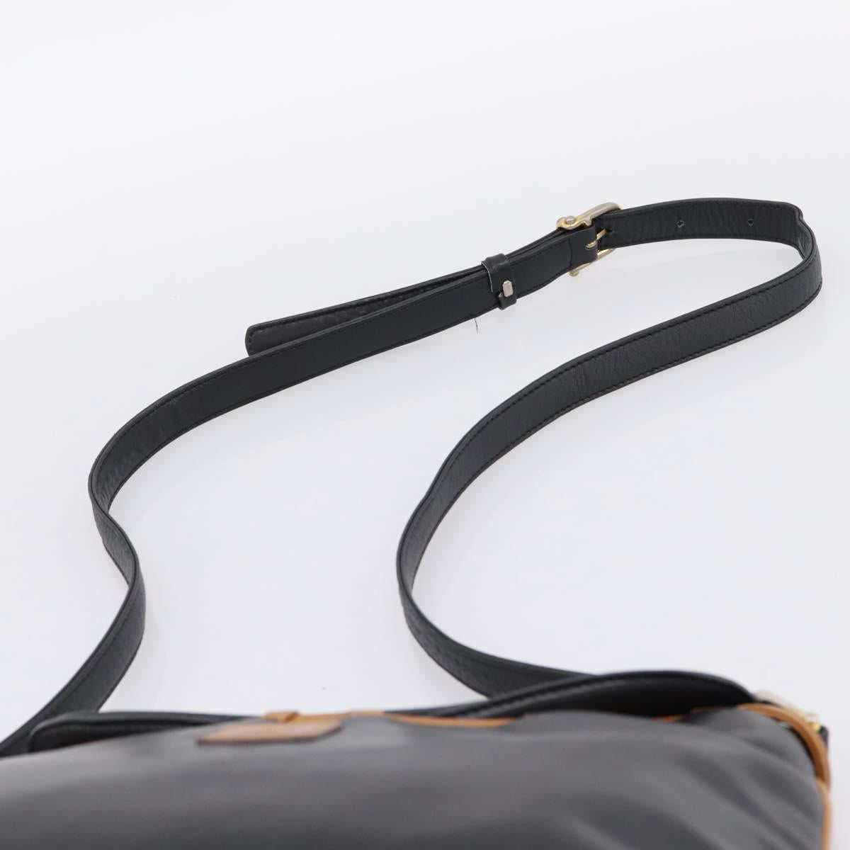 CELINE Shoulder Bag Leather Black Gold Tone Auth 196412