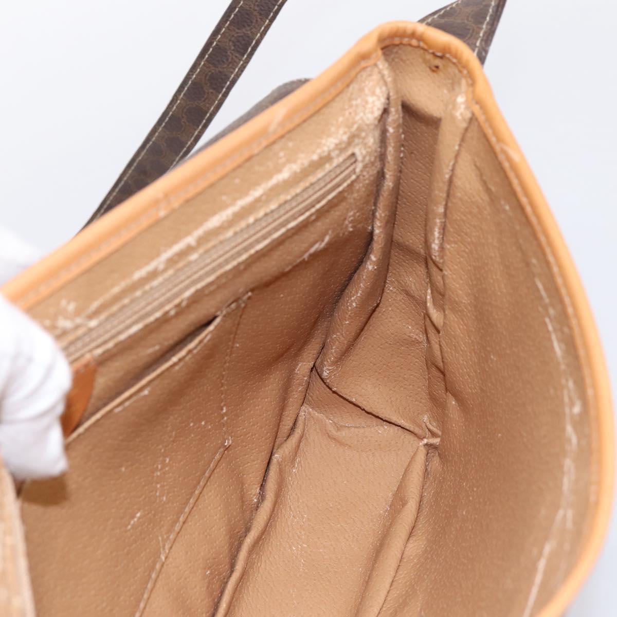 CELINE Macadam Shoulder Bag PVC Leather Brown Gold Tone Auth 196413