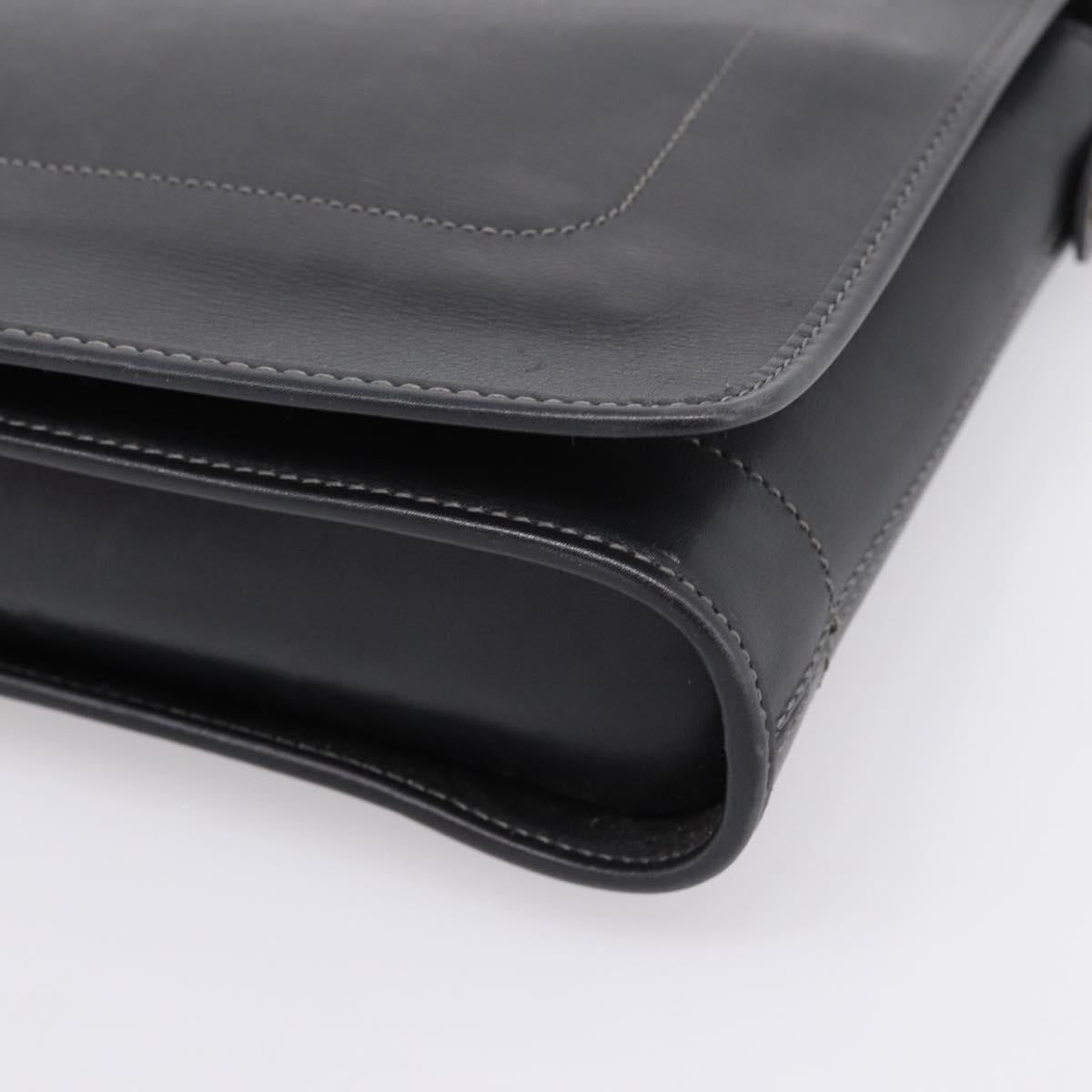 Christian Dior Shoulder Bag Leather Black Gold Tone Auth 196415