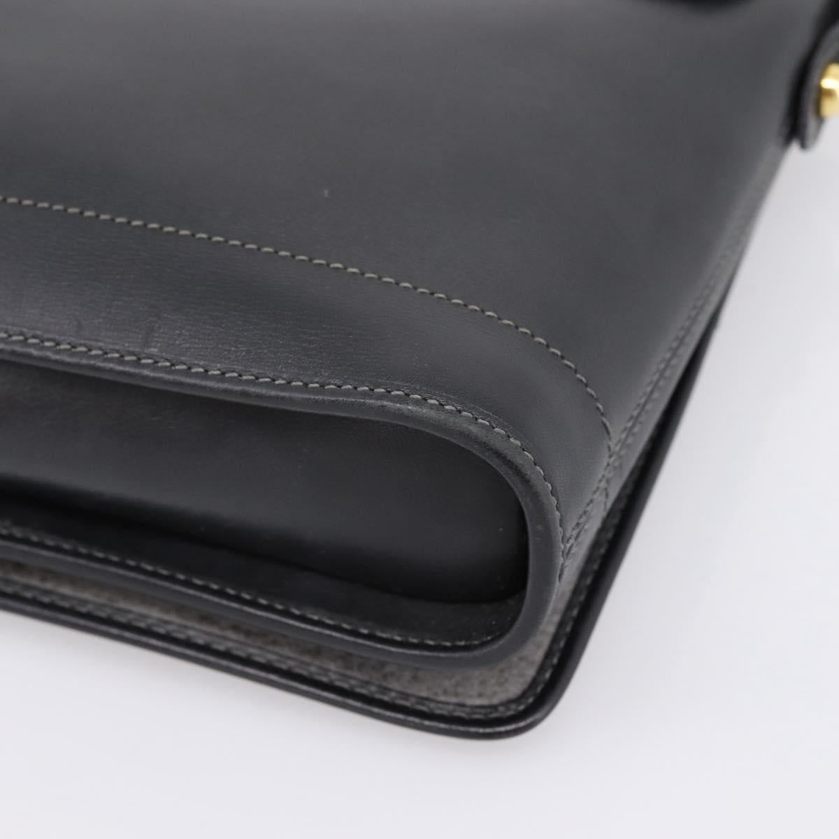 Christian Dior Shoulder Bag Leather Black Gold Tone Auth 196415