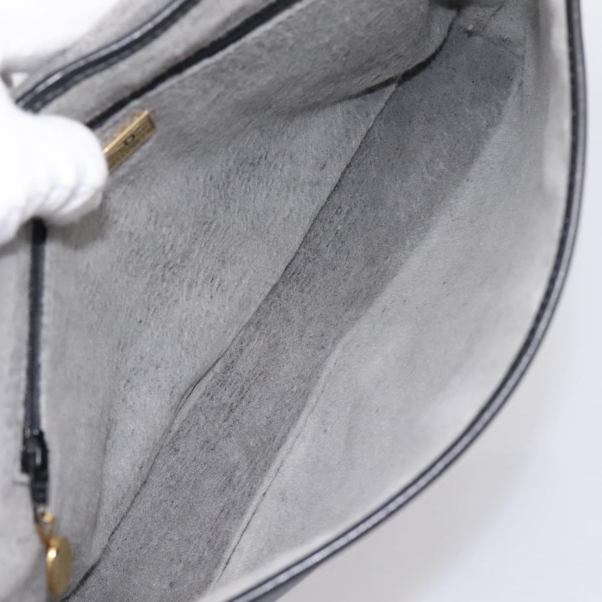 Christian Dior Shoulder Bag Leather Black Gold Tone Auth 196415