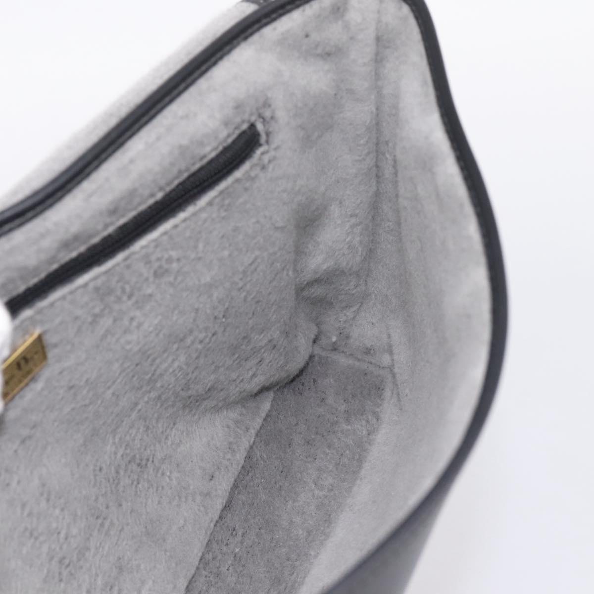 Christian Dior Shoulder Bag Leather Black Gold Tone Auth 196415
