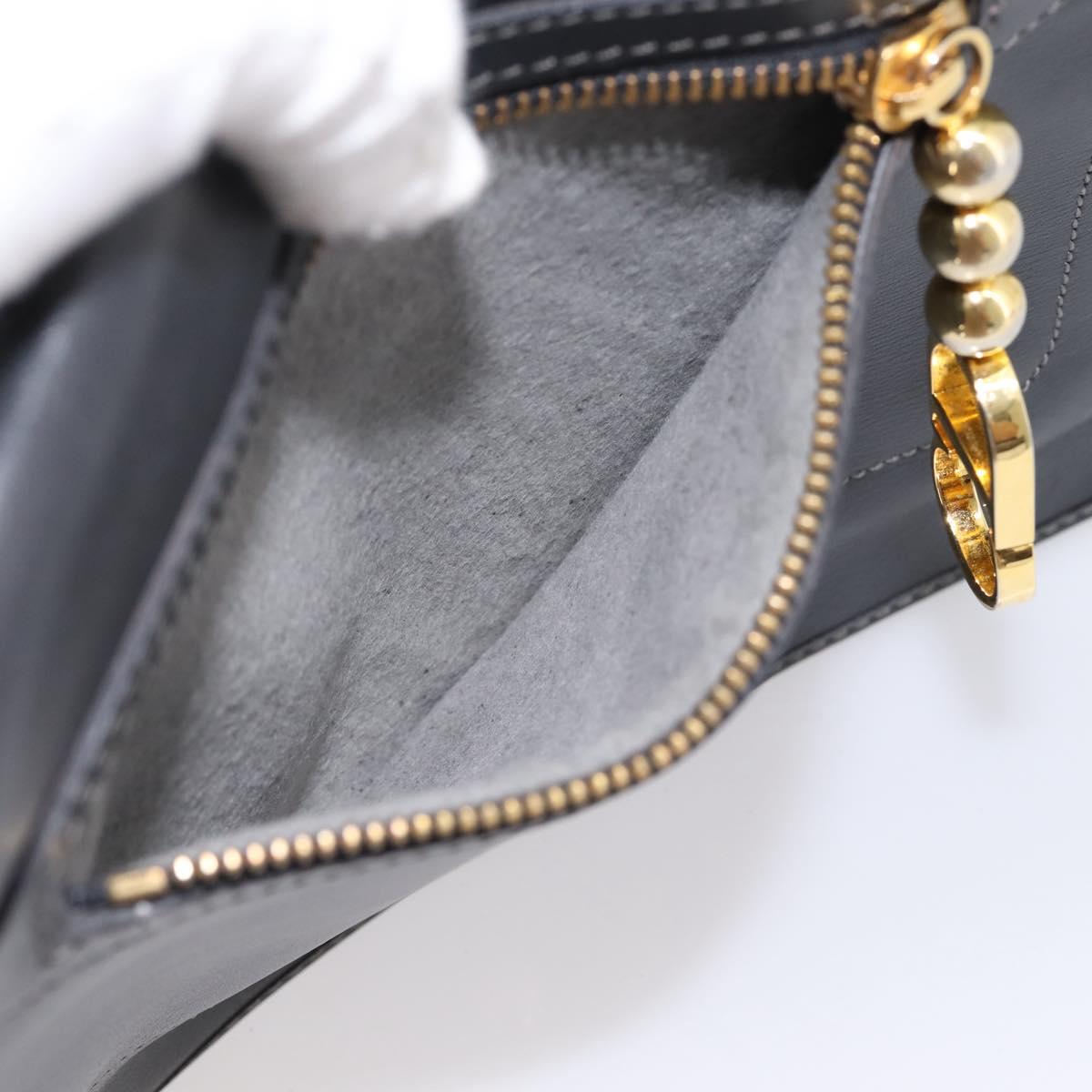 Christian Dior Shoulder Bag Leather Black Gold Tone Auth 196415