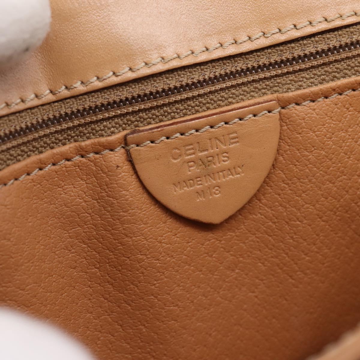 CELINE Macadam Hand Bag PVC Leather Brown Gold Tone Auth 196416