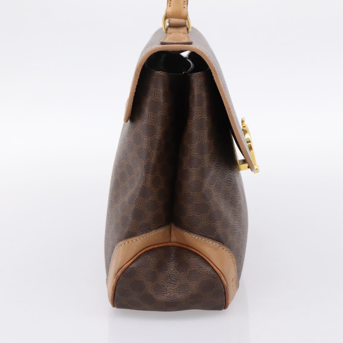 CELINE Macadam Hand Bag PVC Leather Brown Gold Tone Auth 196416