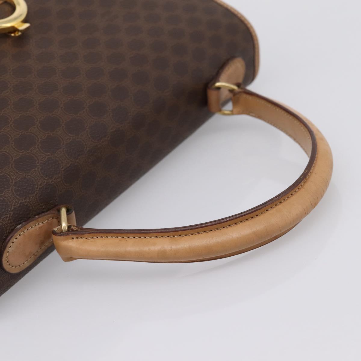 CELINE Macadam Hand Bag PVC Leather Brown Gold Tone Auth 196416