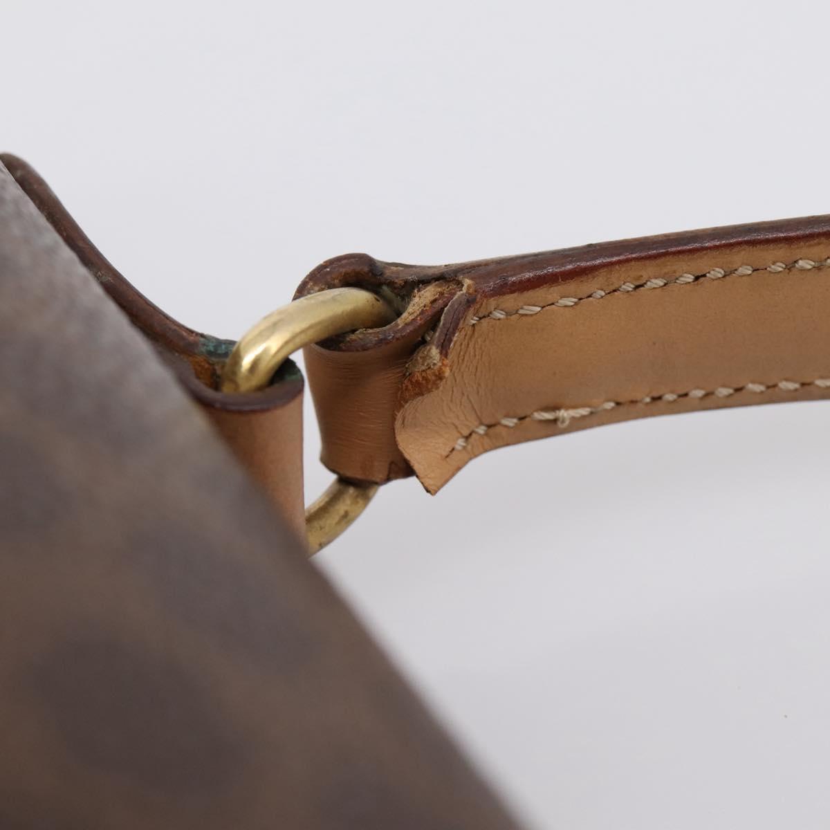 CELINE Macadam Hand Bag PVC Leather Brown Gold Tone Auth 196416