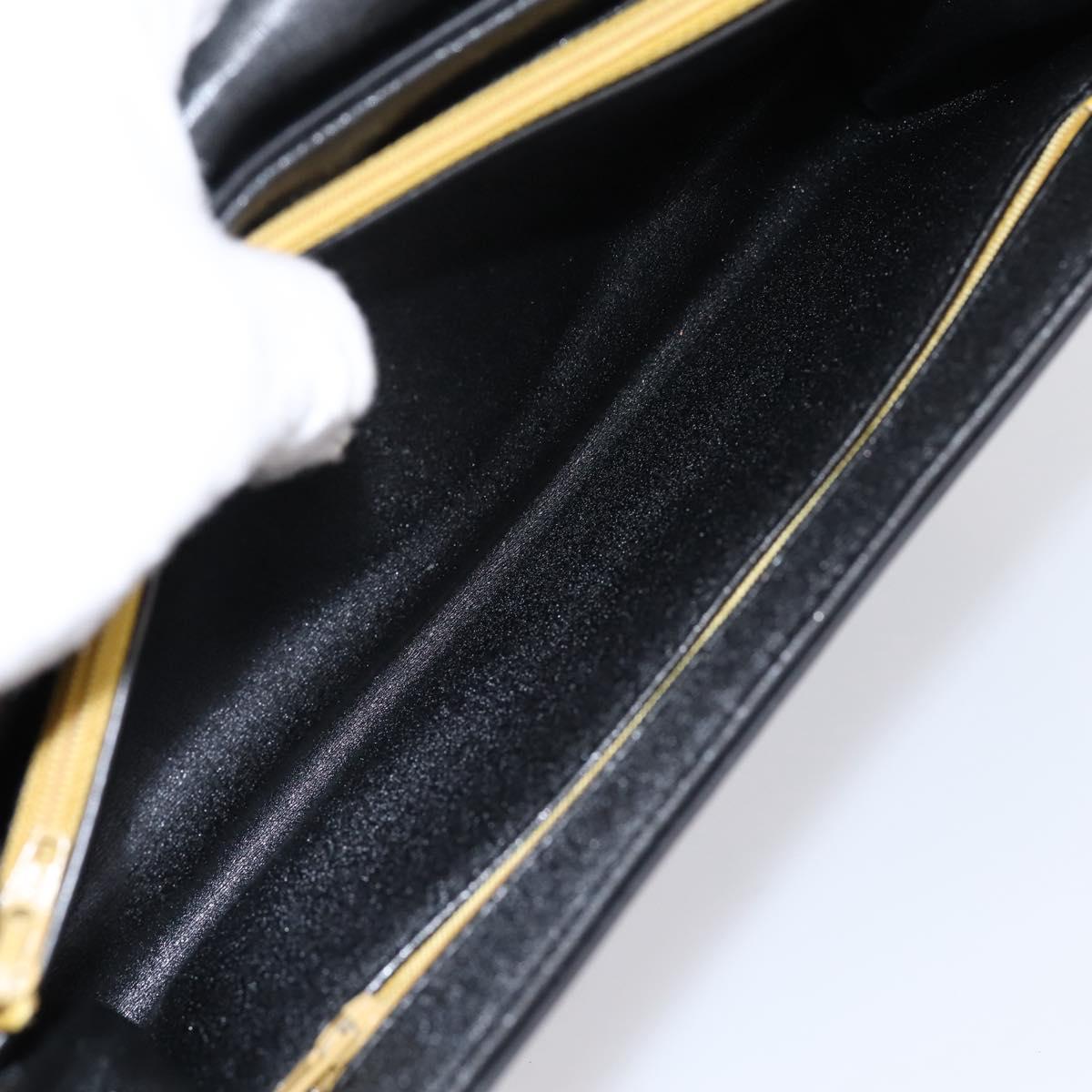 Christian Dior Shoulder Bag Leather Calf Skin Black Gold Tone Auth 196419A