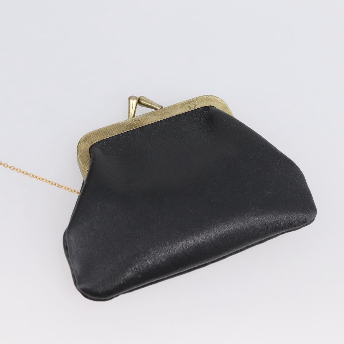 Christian Dior Shoulder Bag Leather Calf Skin Black Gold Tone Auth 196419A