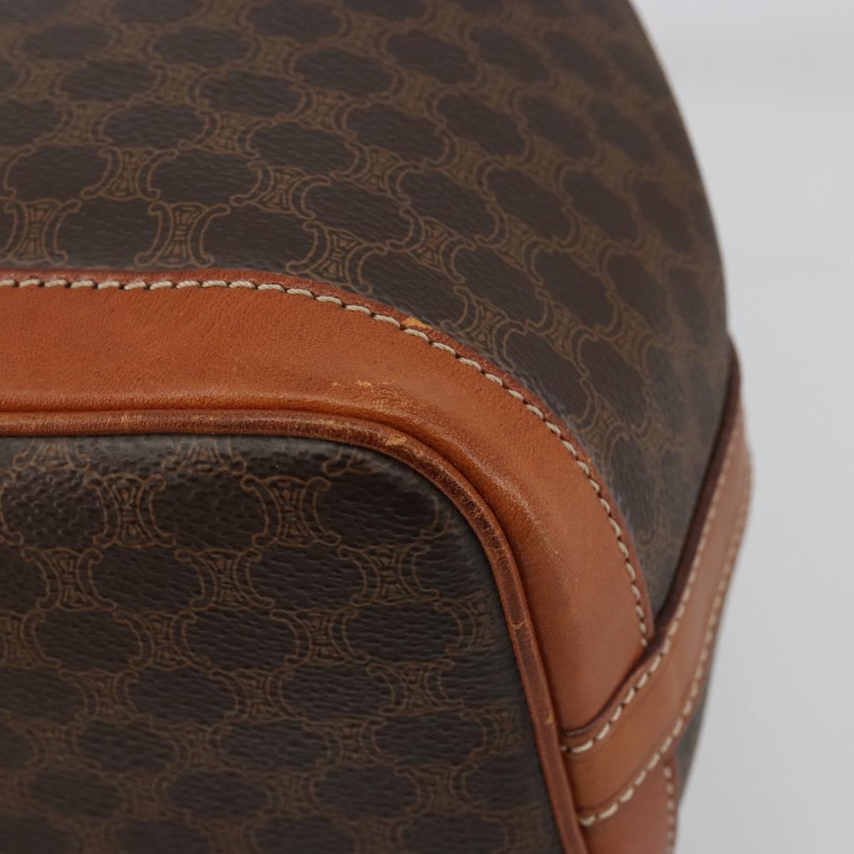 CELINE Macadam Shoulder Bag PVC Leather Brown Gold Tone Auth 196423A
