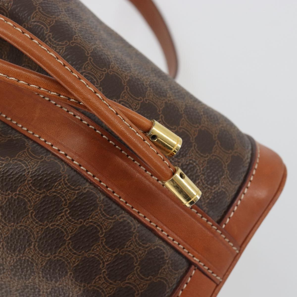CELINE Macadam Shoulder Bag PVC Leather Brown Gold Tone Auth 196423A