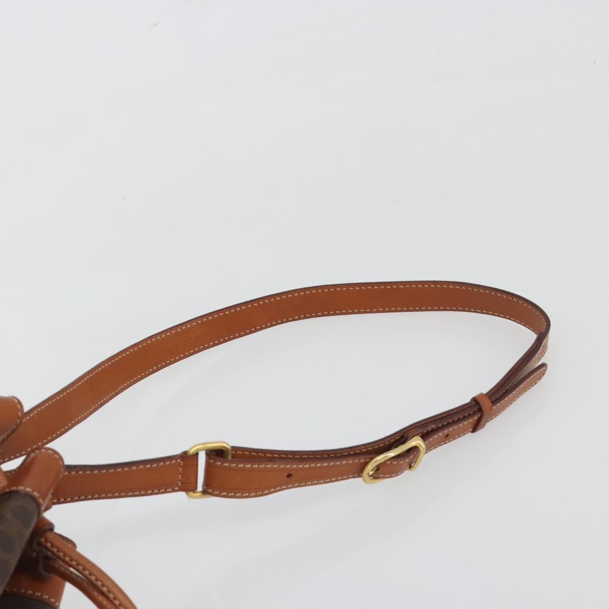 CELINE Macadam Shoulder Bag PVC Leather Brown Gold Tone Auth 196423A
