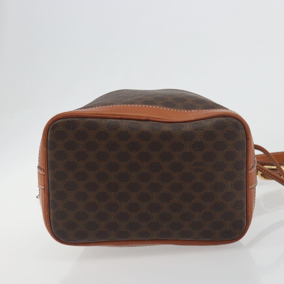 CELINE Macadam Shoulder Bag PVC Leather Brown Gold Tone Auth 196423A
