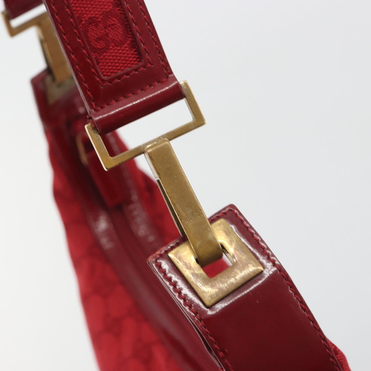 GUCCI GG Canvas Shoulder Bag Red Gold Tone 001 4204 Auth 196424A