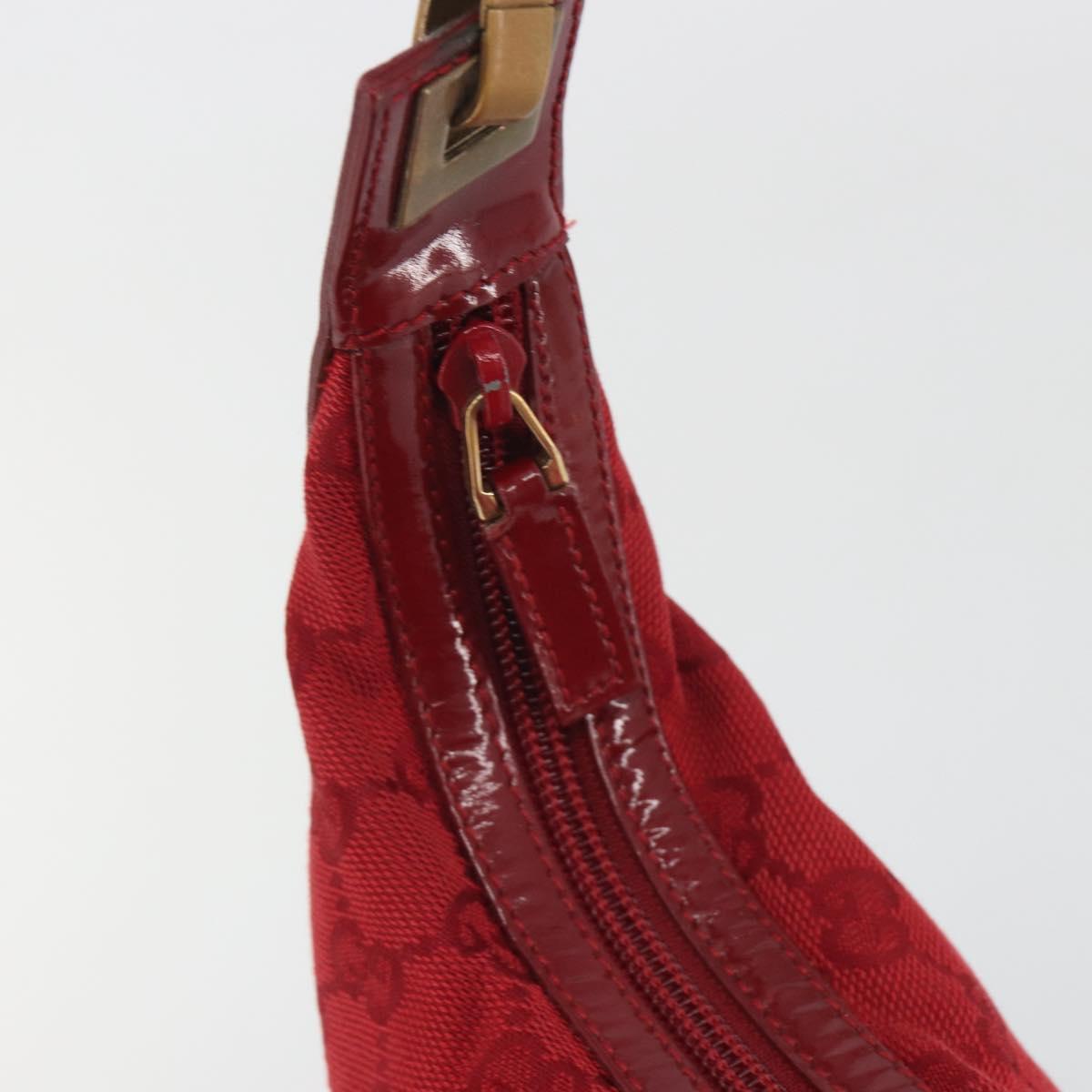 GUCCI GG Canvas Shoulder Bag Red Gold Tone 001 4204 Auth 196424A