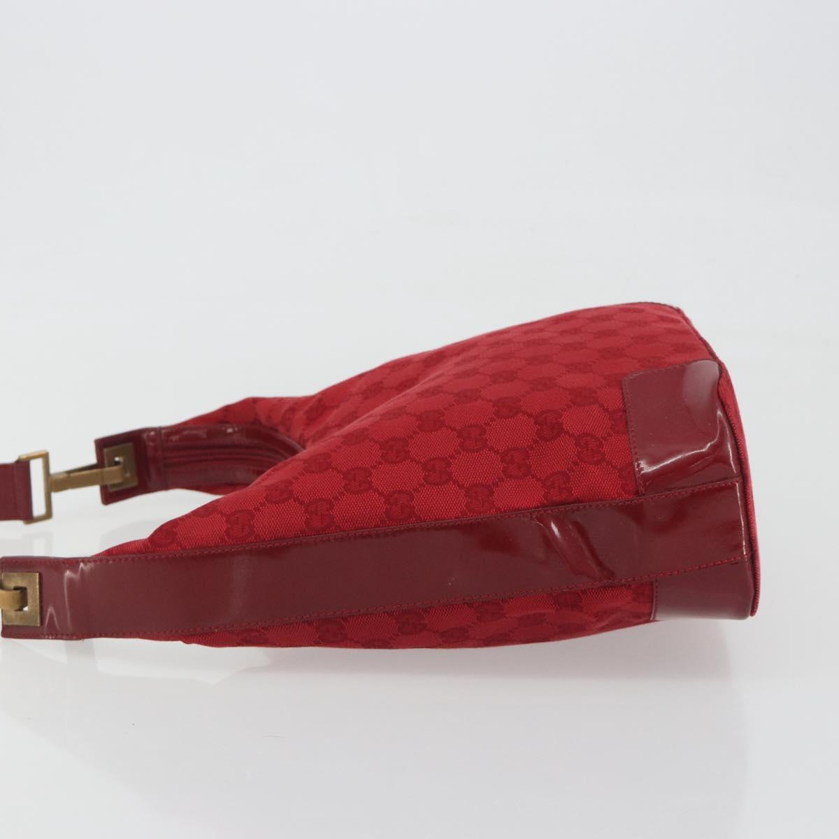 GUCCI GG Canvas Shoulder Bag Red Gold Tone 001 4204 Auth 196424A