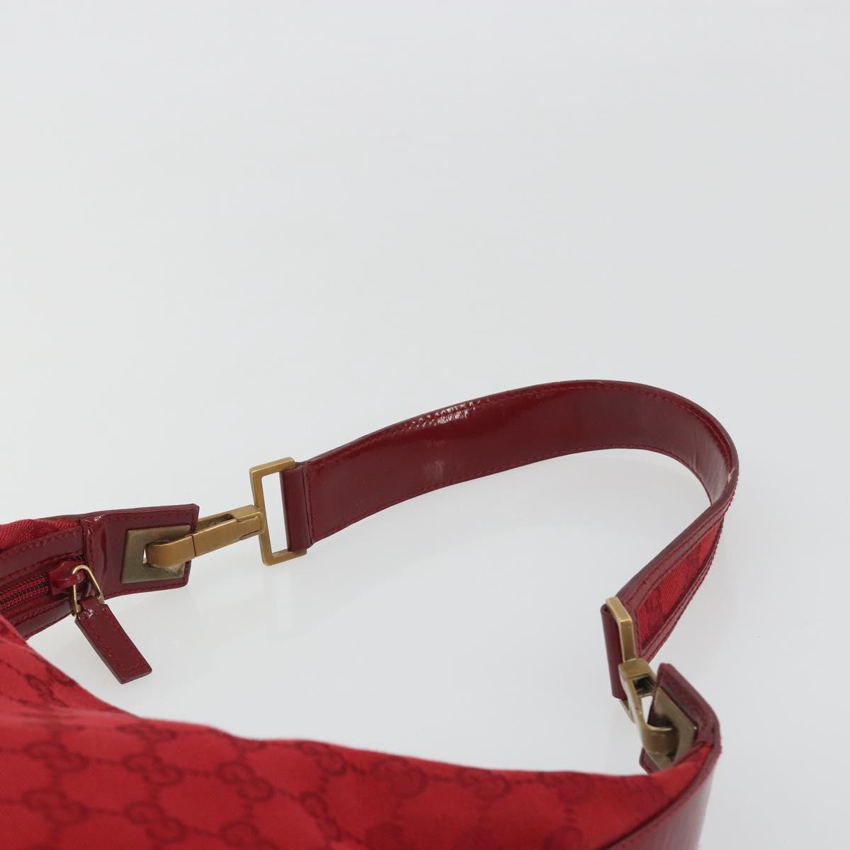 GUCCI GG Canvas Shoulder Bag Red Gold Tone 001 4204 Auth 196424A