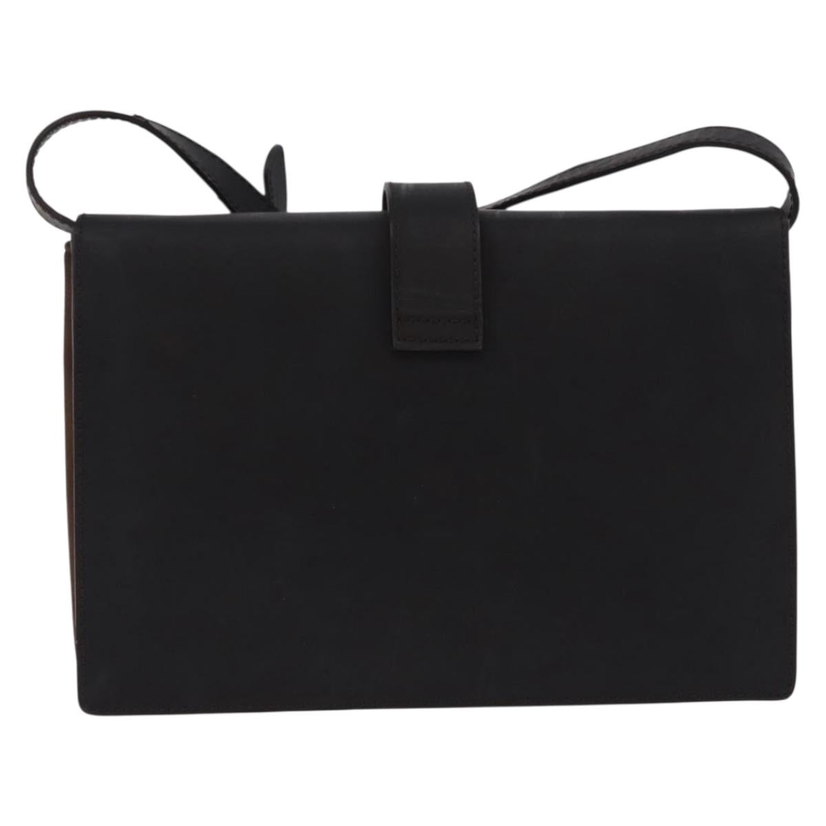 LOEWE Shoulder Bag Suede Dark Brown Gold Tone Auth 196425A