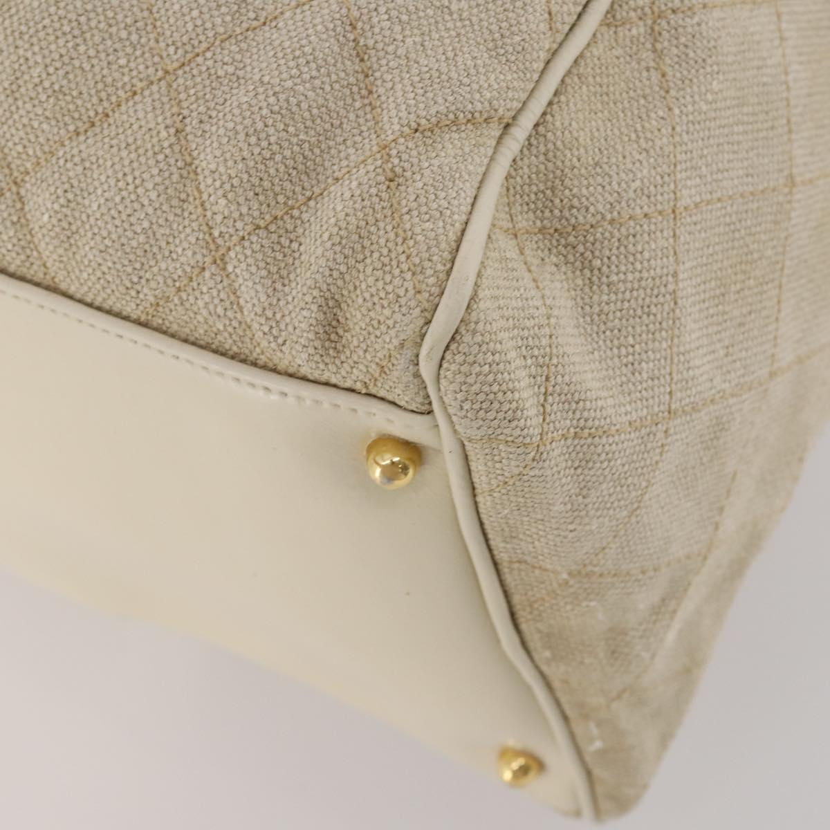 CHANEL Matelasse Boston Bag Canvas 2way Beige Gold Tone CC Auth 196428A