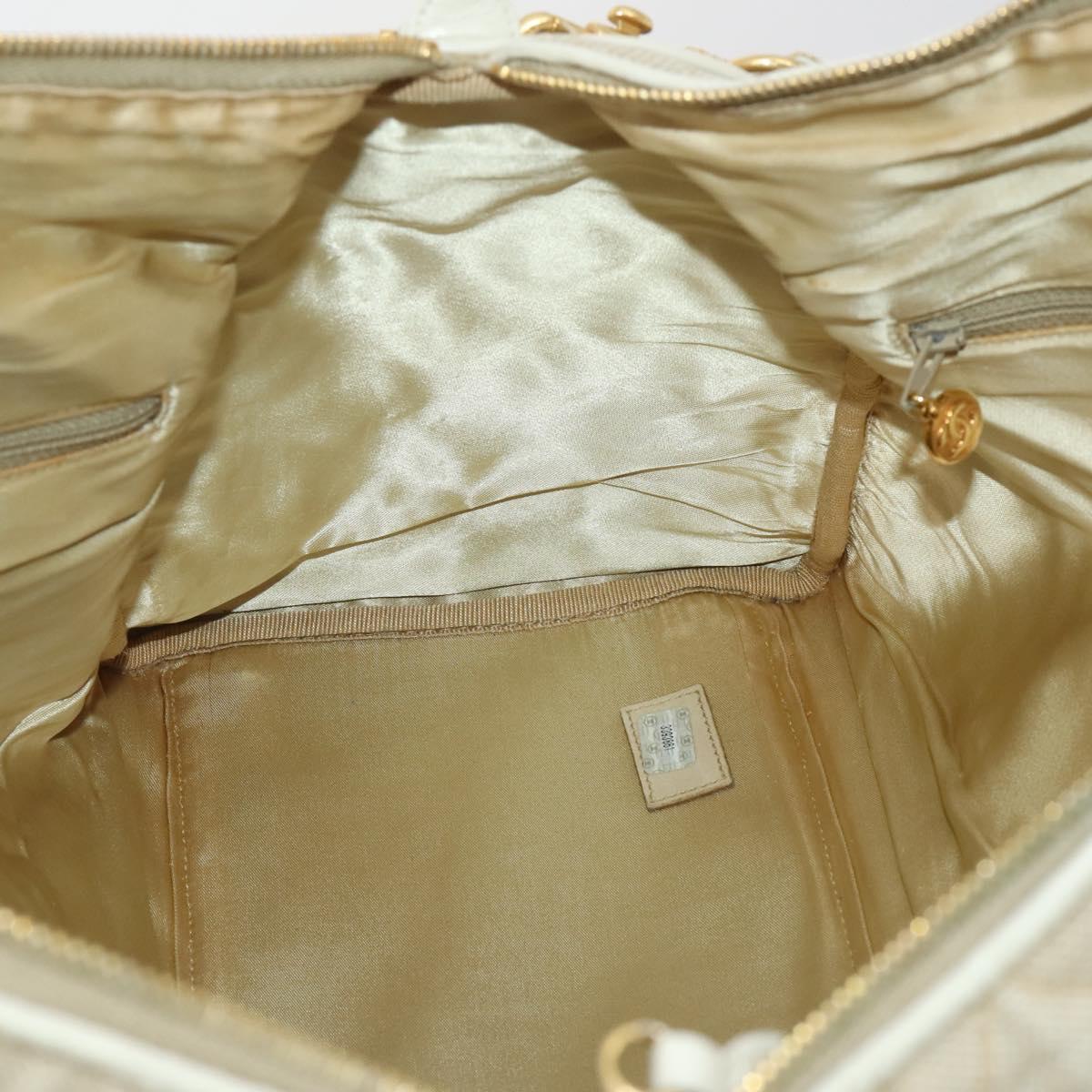 CHANEL Matelasse Boston Bag Canvas 2way Beige Gold Tone CC Auth 196428A