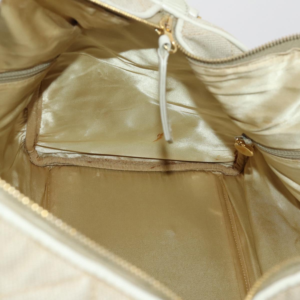 CHANEL Matelasse Boston Bag Canvas 2way Beige Gold Tone CC Auth 196428A