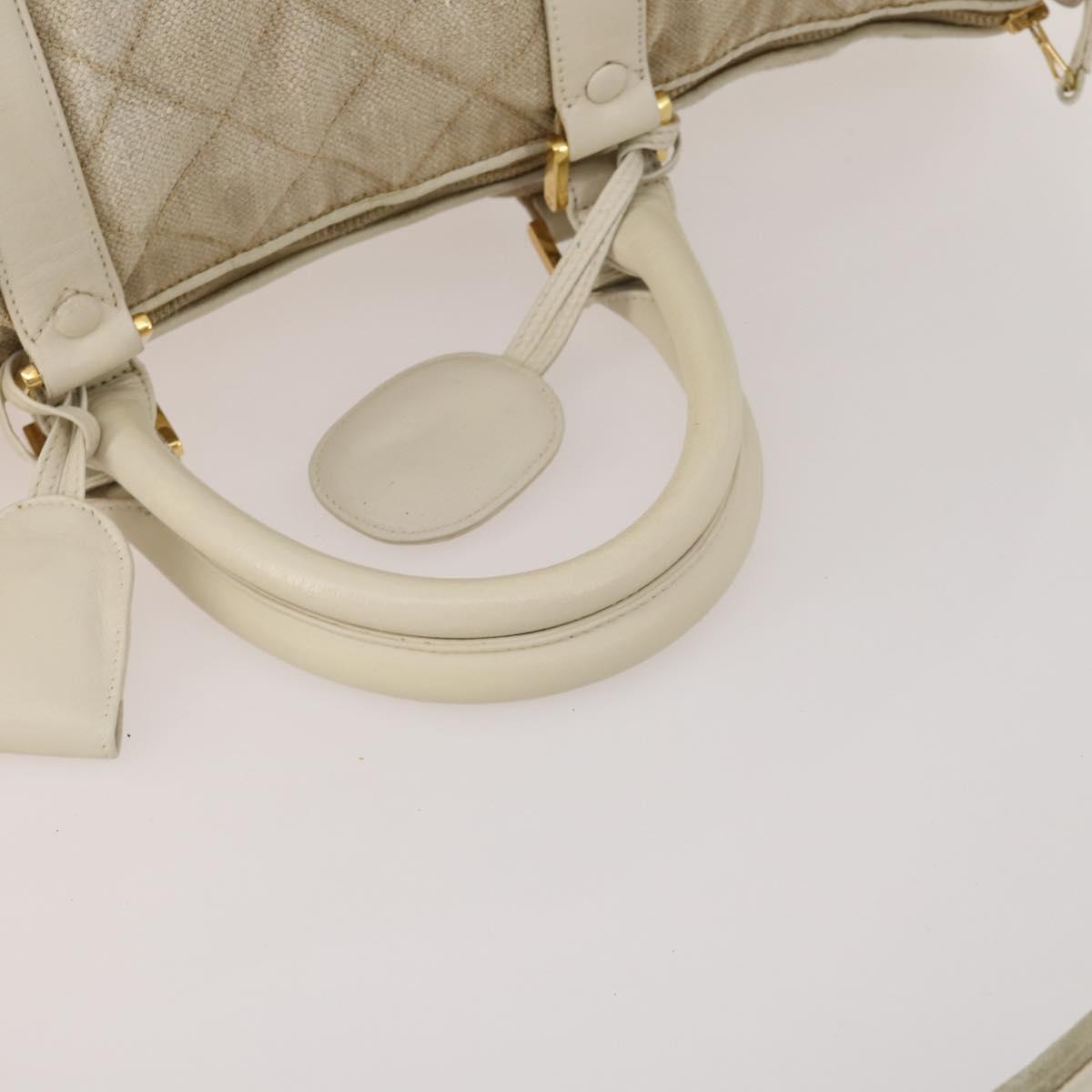 CHANEL Matelasse Boston Bag Canvas 2way Beige Gold Tone CC Auth 196428A