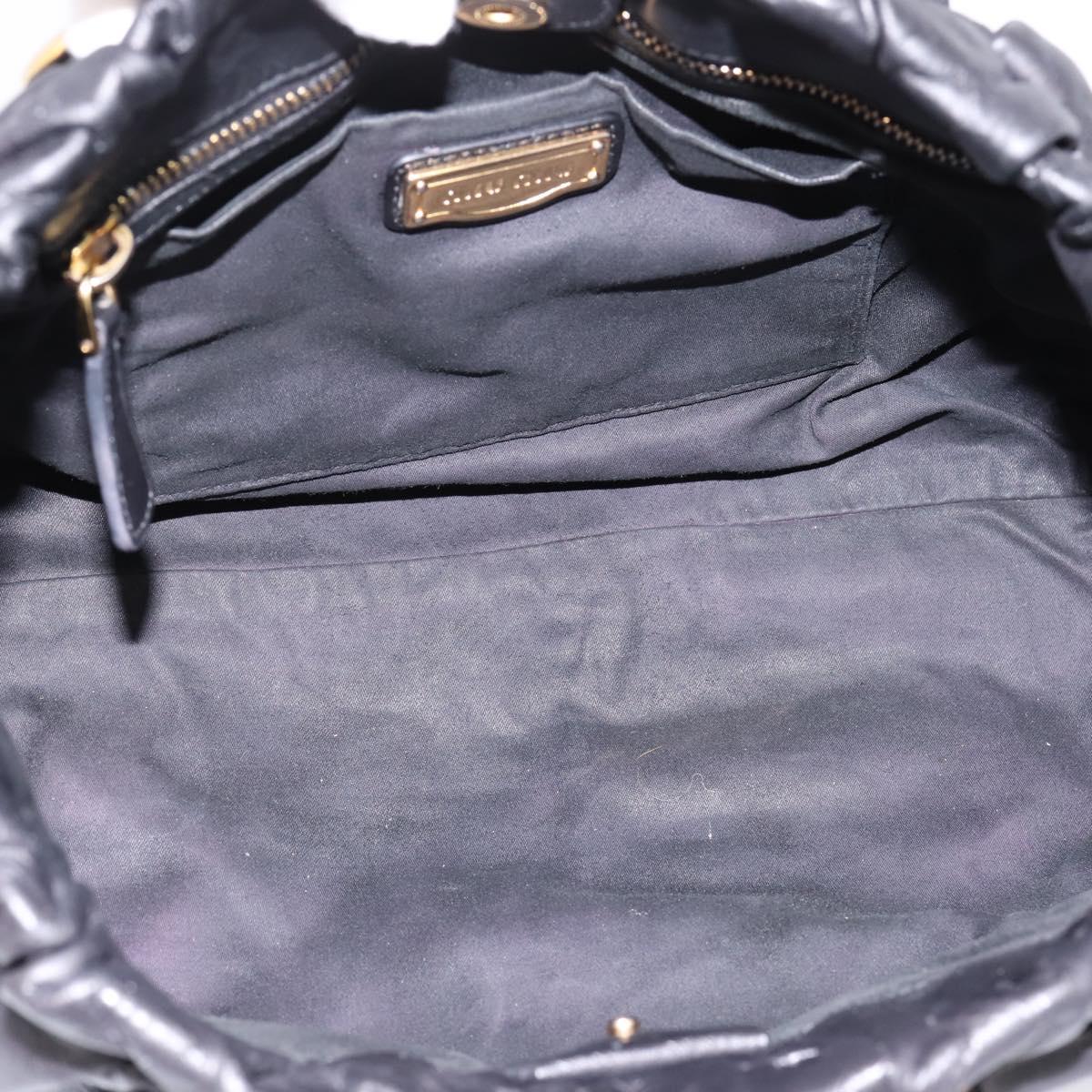 Miu Miu Vitellolux Hand Bag Leather 2way Black Gold Tone Auth 196431