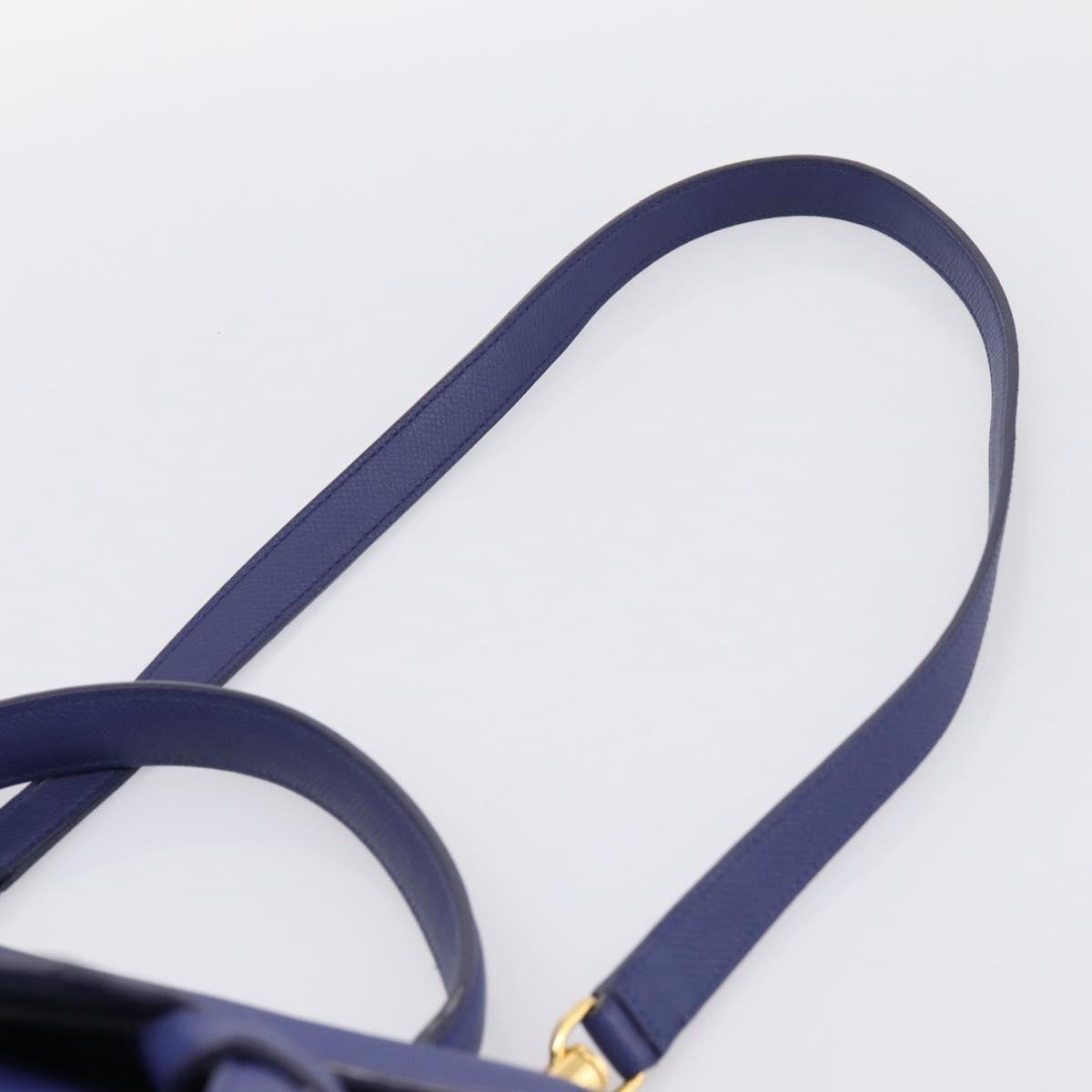 CELINE Belt Bag Hand Bag Leather 2way Blue Gold Tone Auth 196432