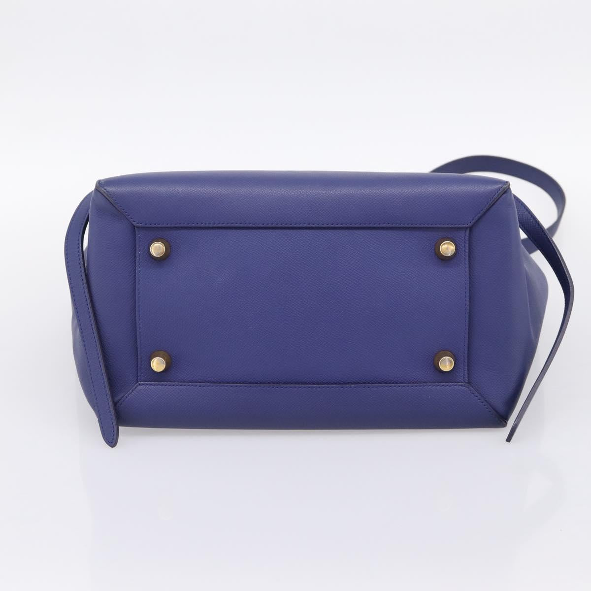 CELINE Belt Bag Hand Bag Leather 2way Blue Gold Tone Auth 196432
