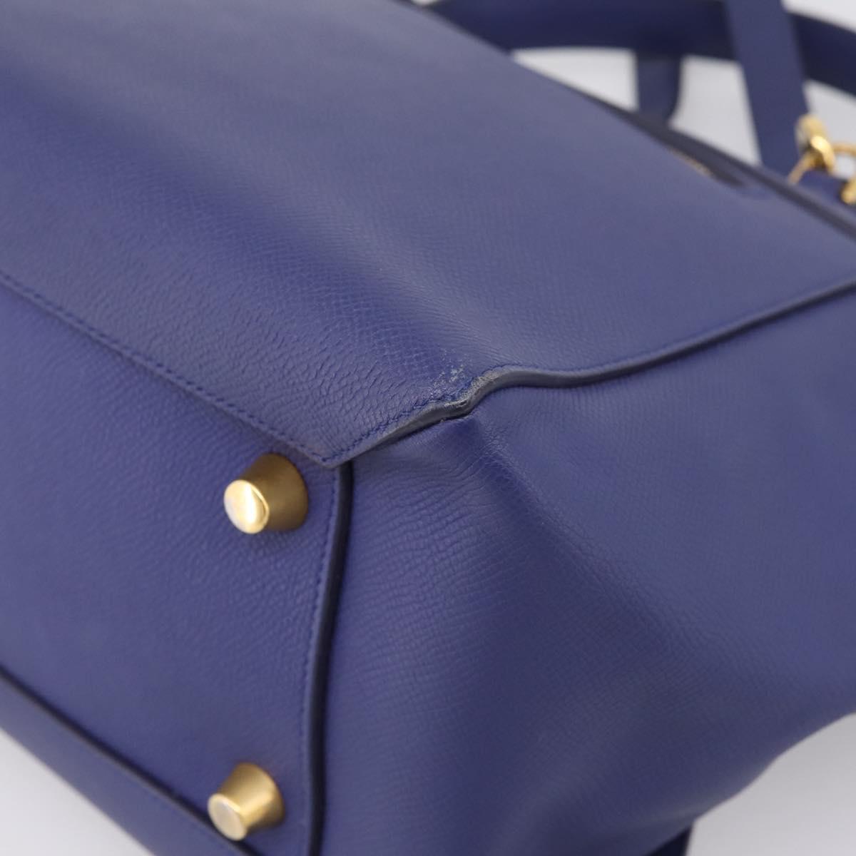 CELINE Belt Bag Hand Bag Leather 2way Blue Gold Tone Auth 196432