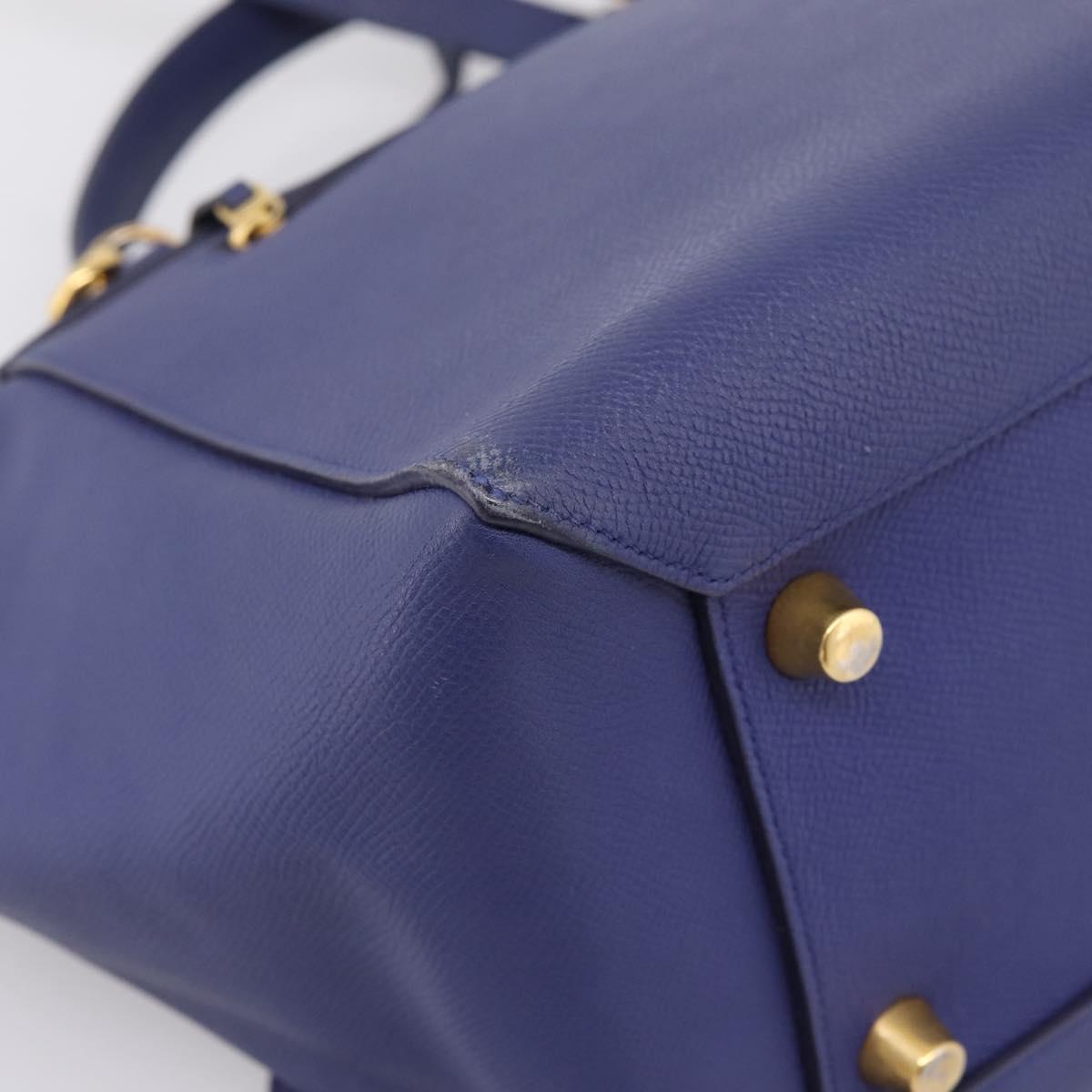 CELINE Belt Bag Hand Bag Leather 2way Blue Gold Tone Auth 196432