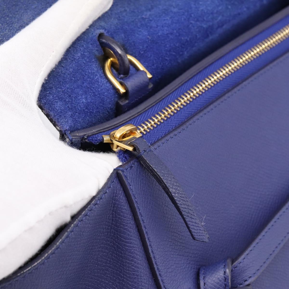 CELINE Belt Bag Hand Bag Leather 2way Blue Gold Tone Auth 196432