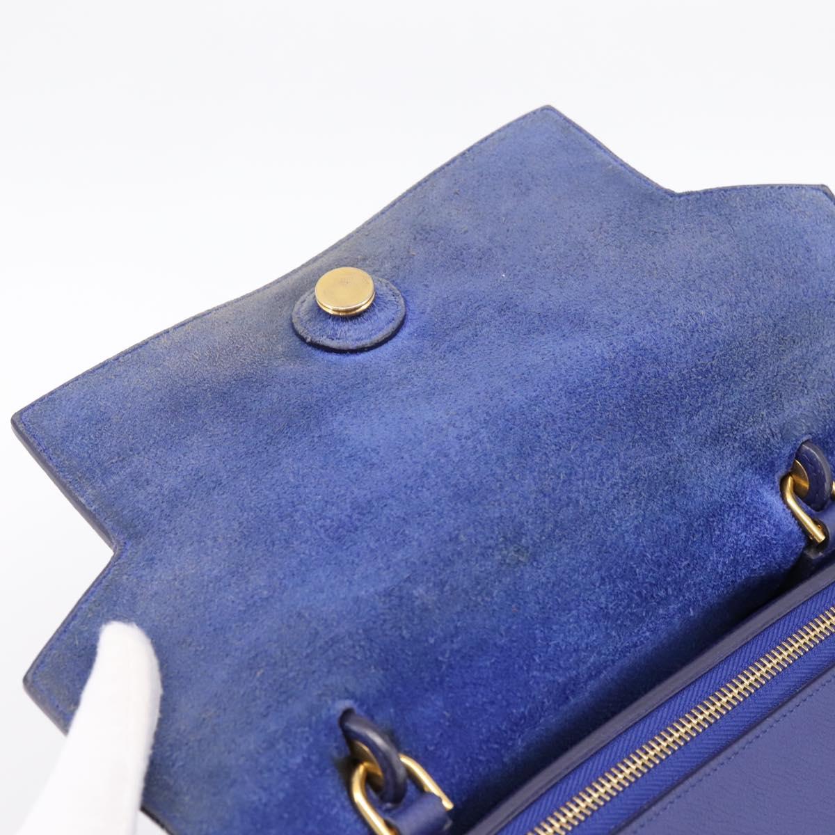 CELINE Belt Bag Hand Bag Leather 2way Blue Gold Tone Auth 196432