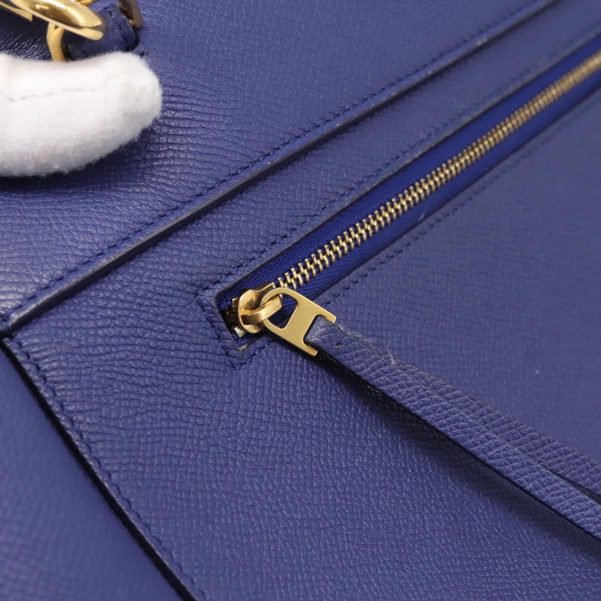 CELINE Belt Bag Hand Bag Leather 2way Blue Gold Tone Auth 196432
