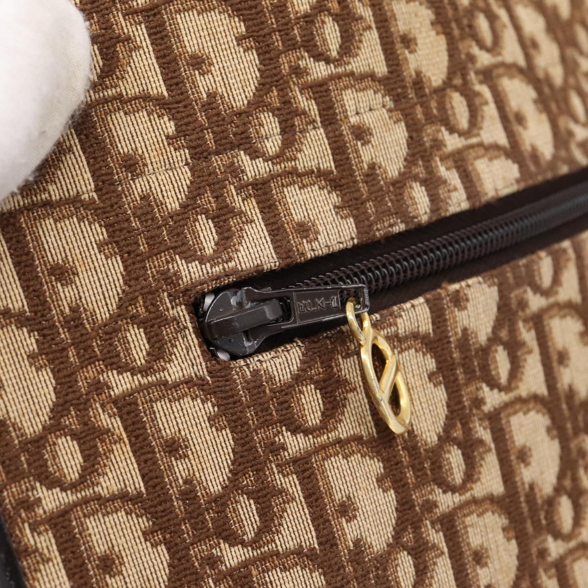 Christian Dior Trotter Canvas Hand Bag Beige Gold Tone Auth 196433A