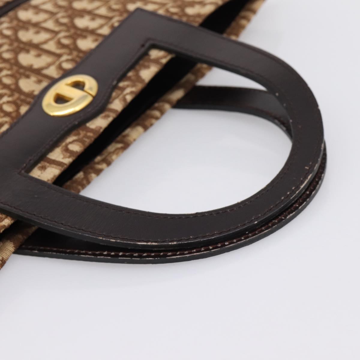 Christian Dior Trotter Canvas Hand Bag Beige Gold Tone Auth 196433A