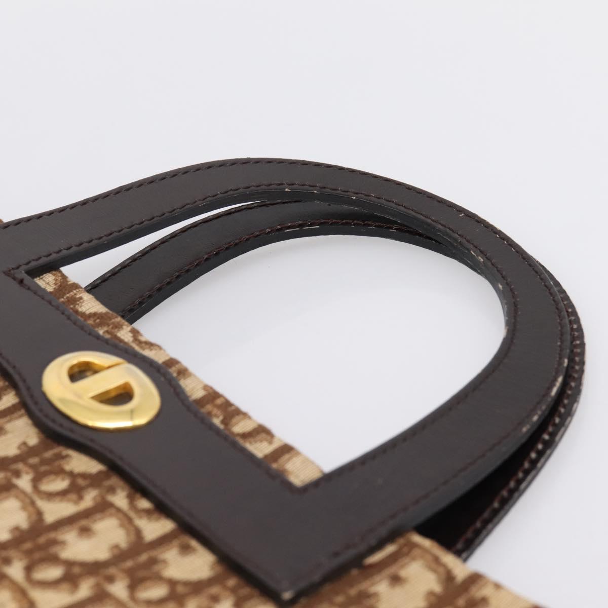 Christian Dior Trotter Canvas Hand Bag Beige Gold Tone Auth 196433A