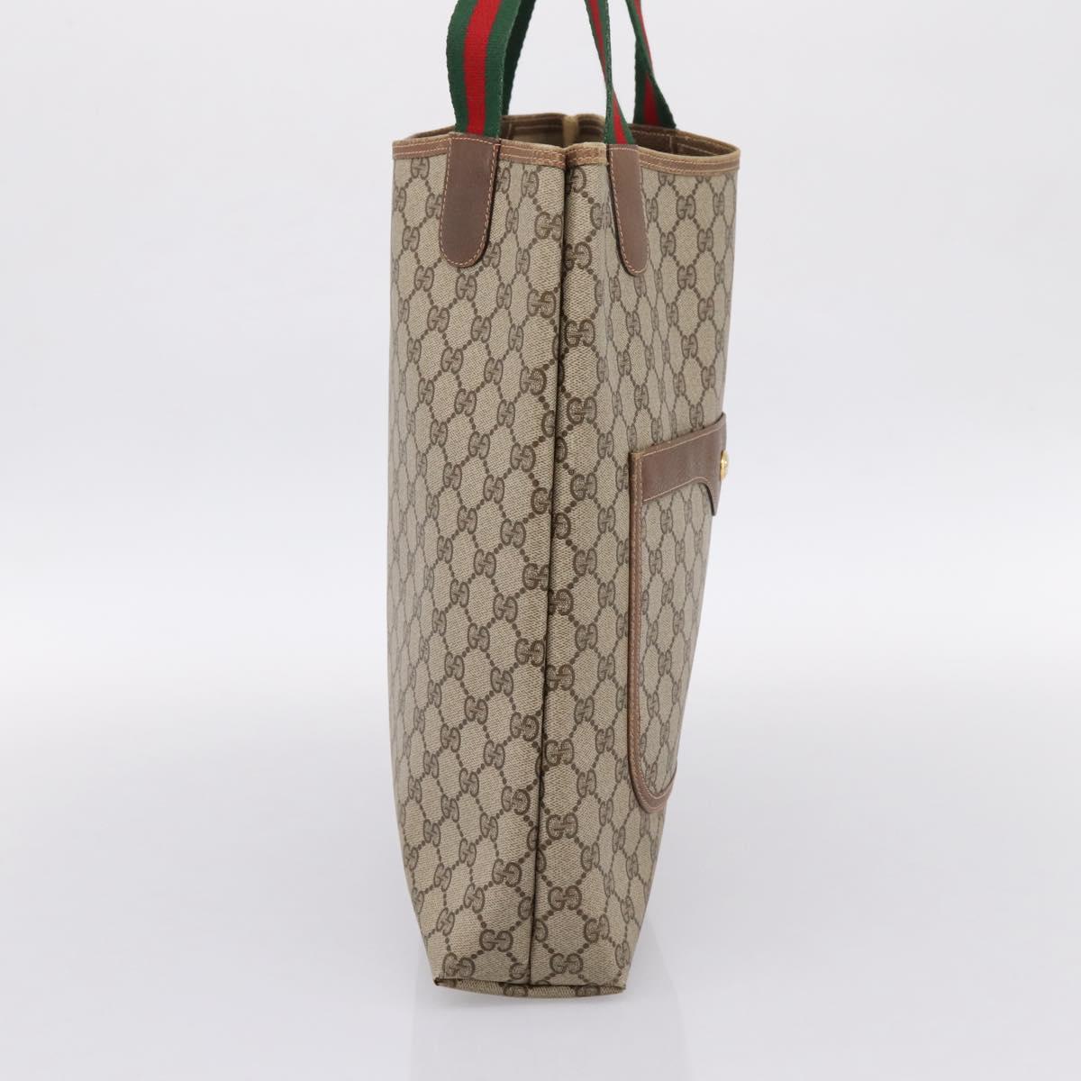 GUCCI GG Supreme Web Sherry Line Tote Bag PVC Beige Gold 40 02 003 Auth 196434