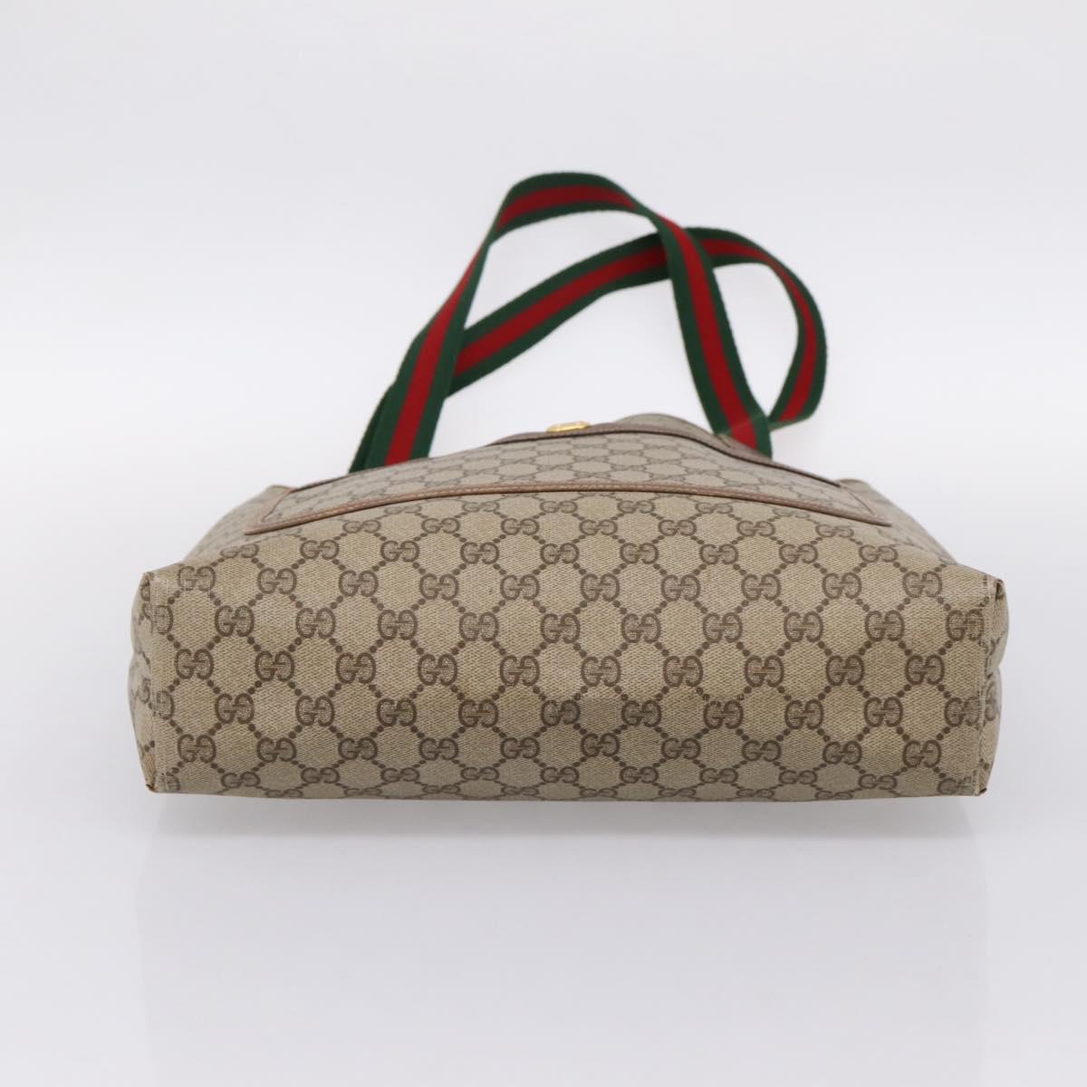 GUCCI GG Supreme Web Sherry Line Tote Bag PVC Beige Gold 40 02 003 Auth 196434
